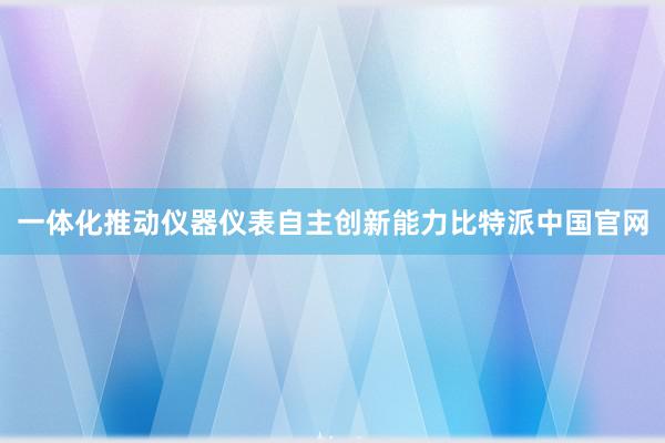 一体化推动仪器仪表自主创新能力比特派中国官网