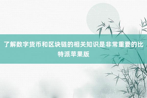 了解数字货币和区块链的相关知识是非常重要的比特派苹果版