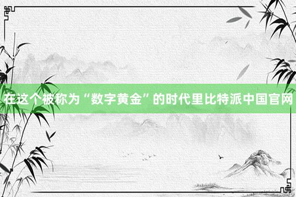 在这个被称为“数字黄金”的时代里比特派中国官网