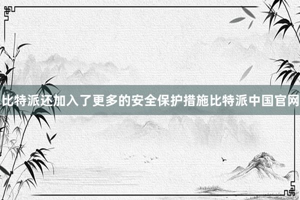 比特派还加入了更多的安全保护措施比特派中国官网