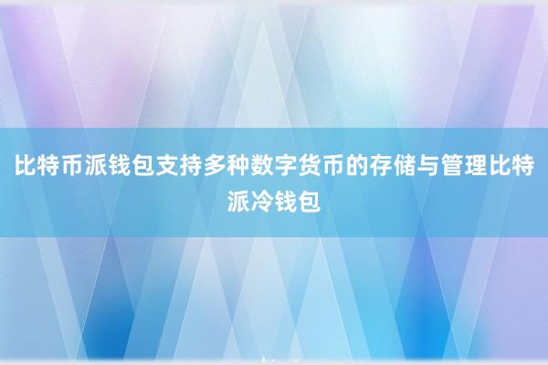 比特币派钱包支持多种数字货币的存储与管理比特派冷钱包