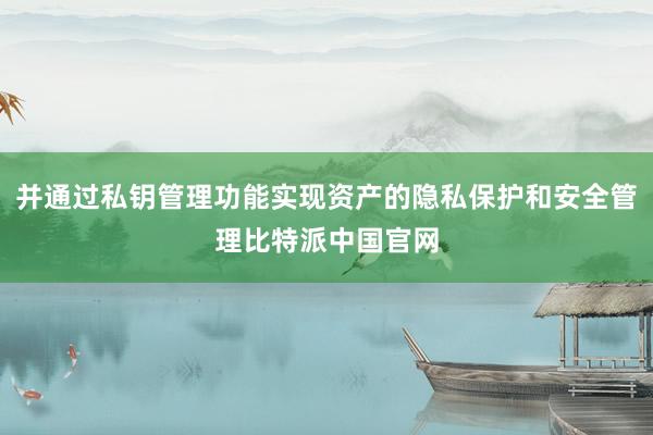 并通过私钥管理功能实现资产的隐私保护和安全管理比特派中国官网