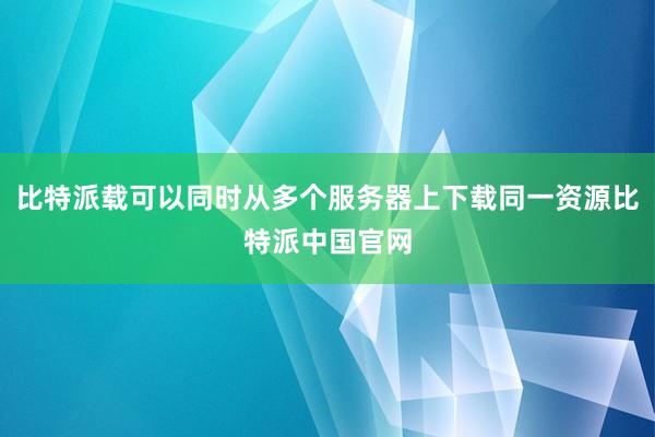 比特派载可以同时从多个服务器上下载同一资源比特派中国官网