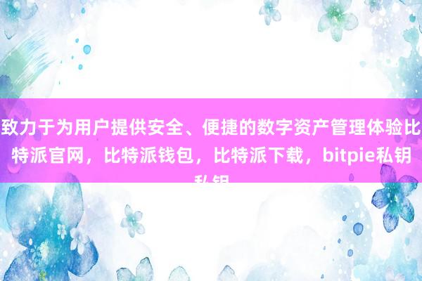 致力于为用户提供安全、便捷的数字资产管理体验比特派官网，比特派钱包，比特派下载，bitpie私钥