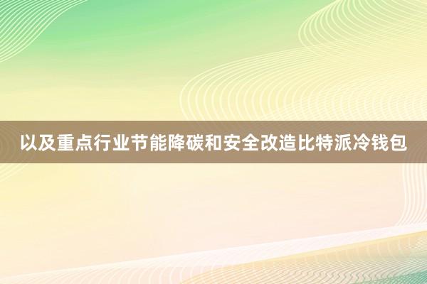 以及重点行业节能降碳和安全改造比特派冷钱包