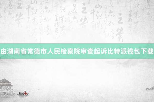 由湖南省常德市人民检察院审查起诉比特派钱包下载