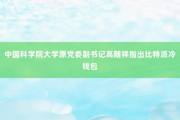 中国科学院大学原党委副书记高随祥指出比特派冷钱包